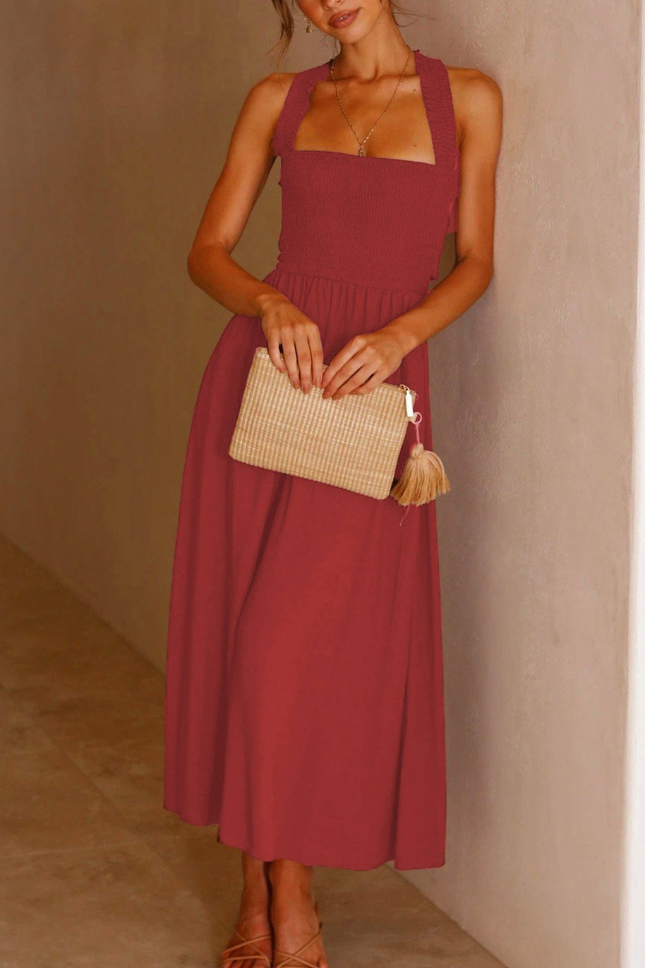 WW | Crisscross Tie-Back Midi Kleid