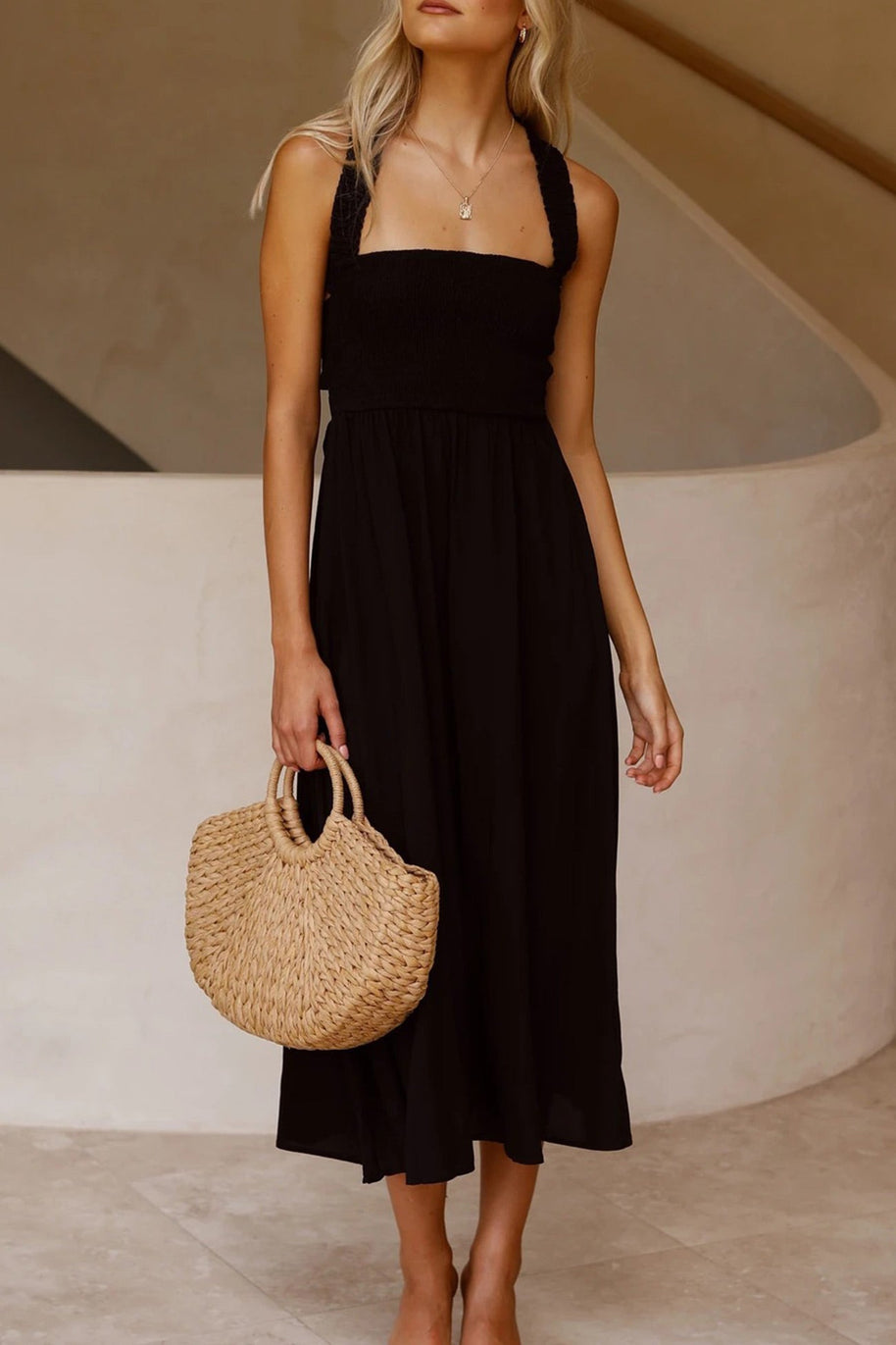 WW | Crisscross Tie-Back Midi Kleid