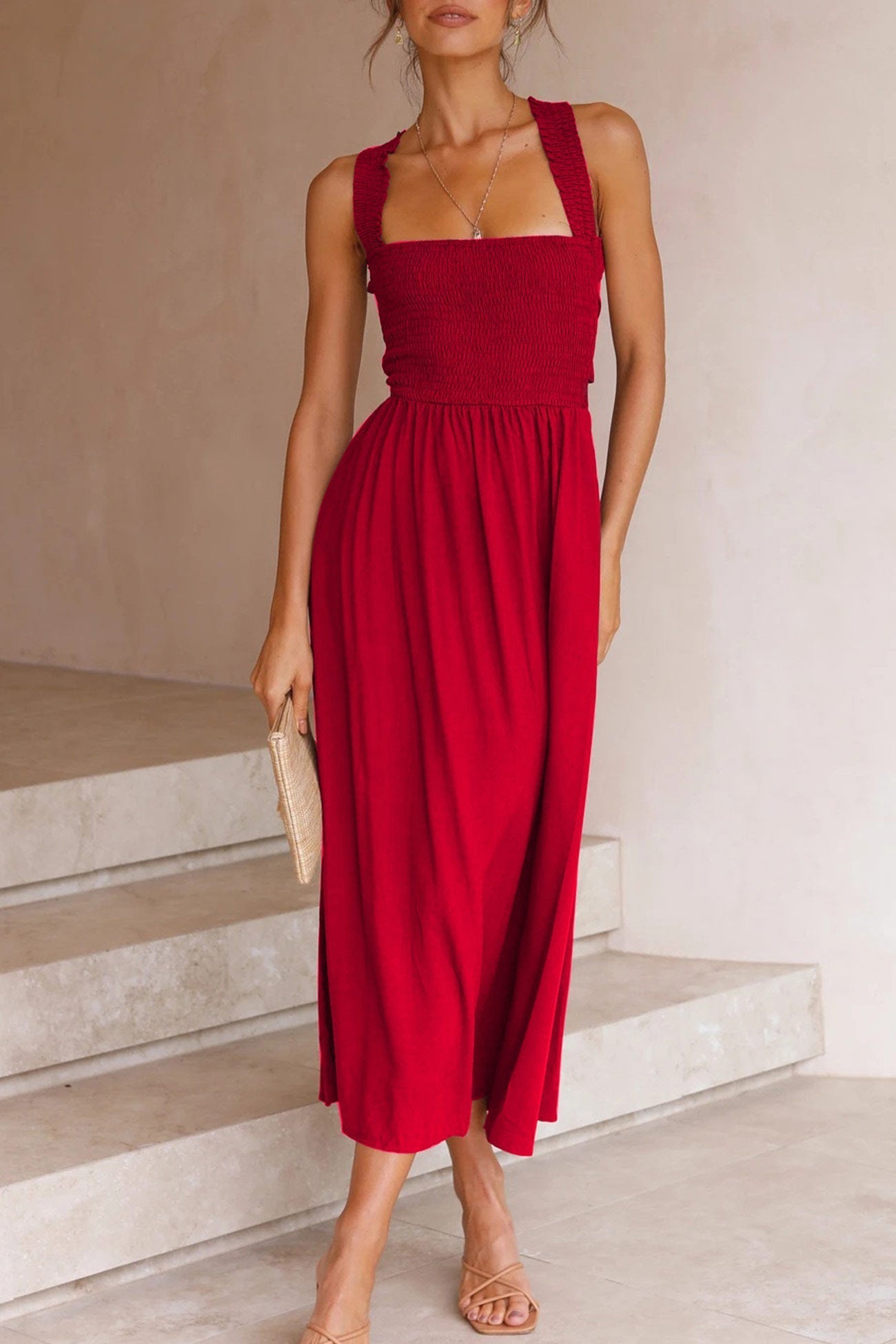 WW | Crisscross Tie-Back Midi Kleid