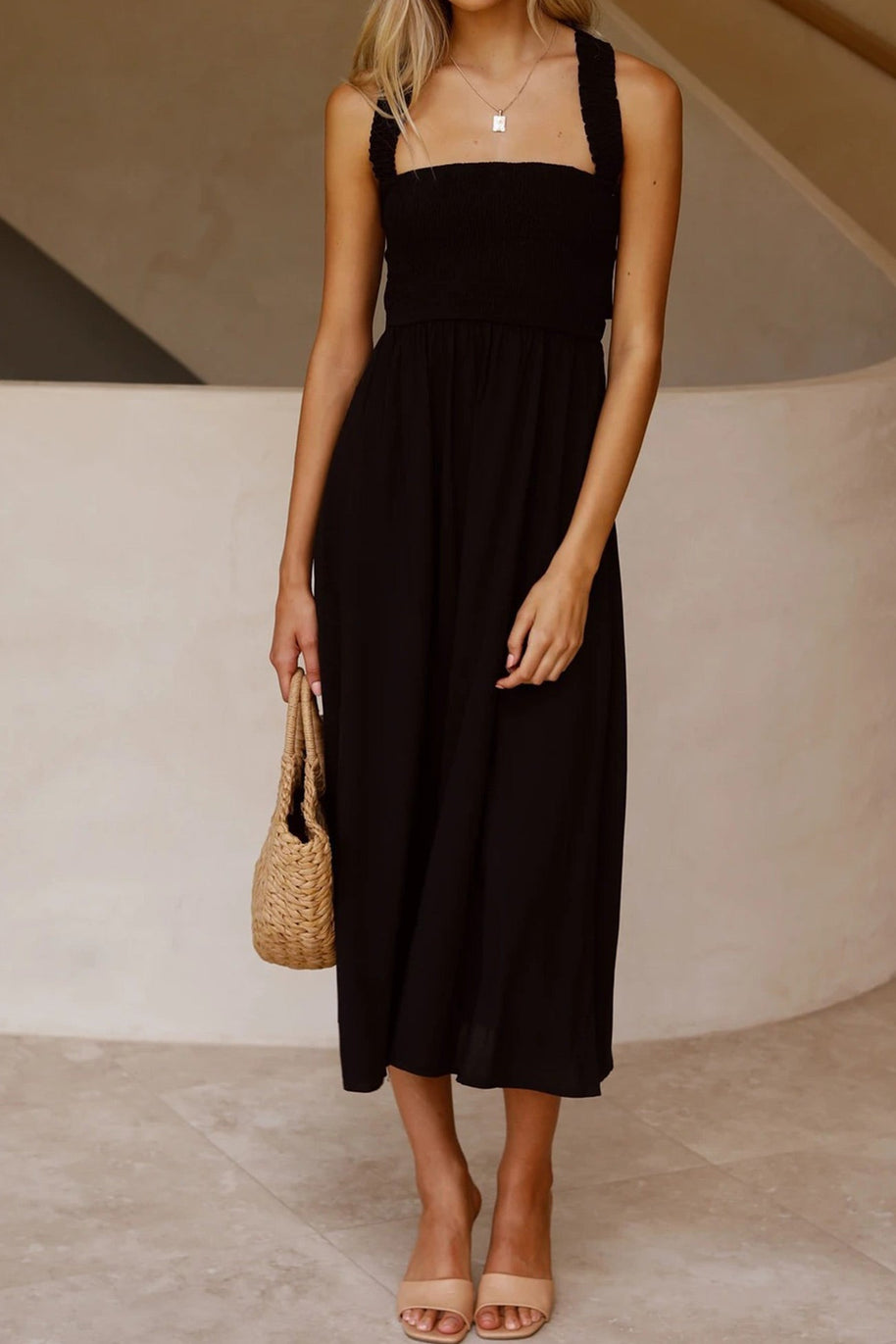 WW | Crisscross Tie-Back Midi Kleid