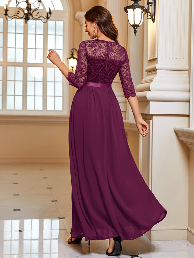 WW | Elegantes Maxi Kleid Mit Spitze Und Chiffon Für Damen