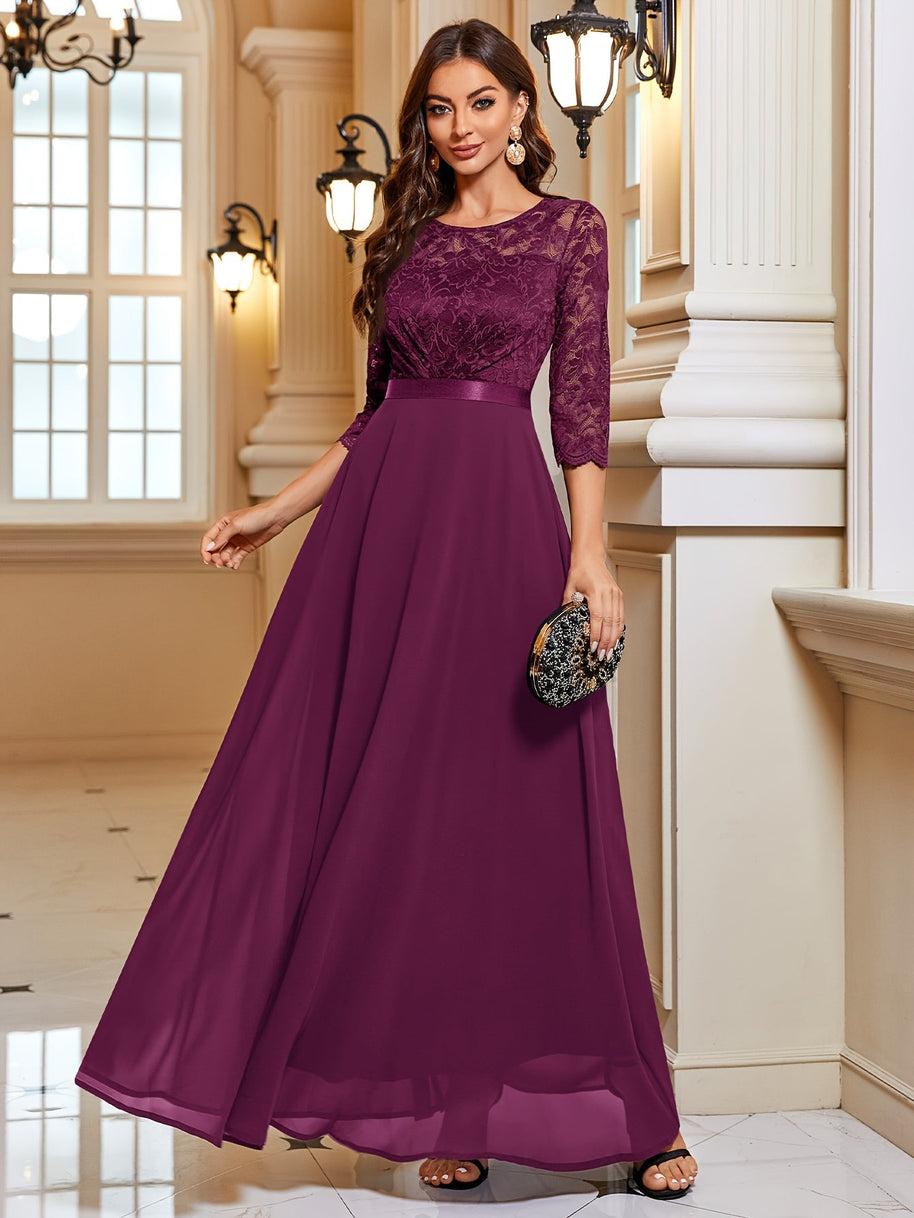 WW | Elegantes Maxi Kleid Mit Spitze Und Chiffon Für Damen