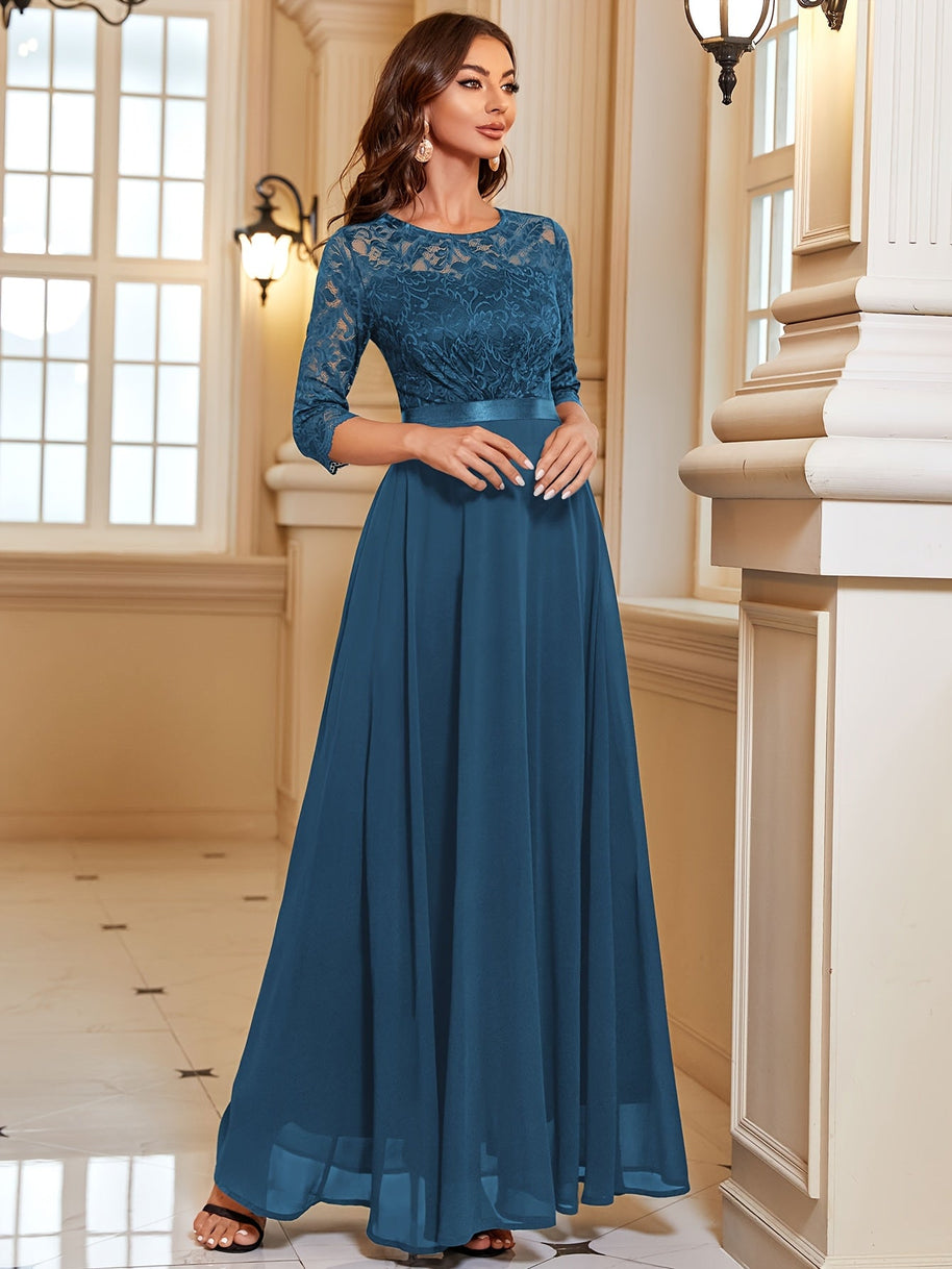 WW | Elegantes Maxi Kleid Mit Spitze Und Chiffon Für Damen