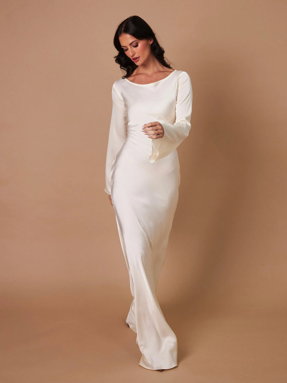 WW | Fließendes Maxi Kleid Mit Langen Ärmeln Für Damen