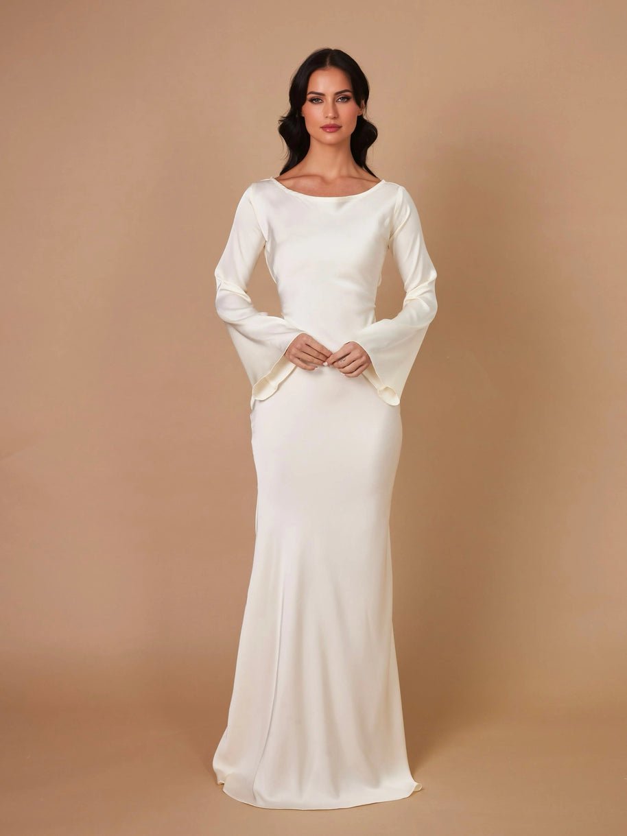 WW | Fließendes Maxi Kleid Mit Langen Ärmeln Für Damen