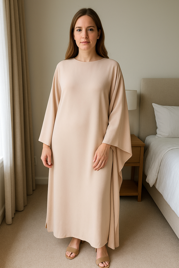 Elegantes Maxikleid mit Rundhalsausschnitt & weiten Ärmeln – Damen Abendkleid mit hoher Taille, langes Kleid für festliche Anlässe