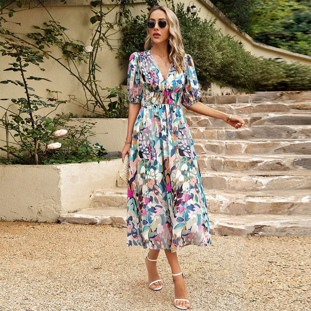 WW - Elegantes Midikleid mit V-Ausschnitt