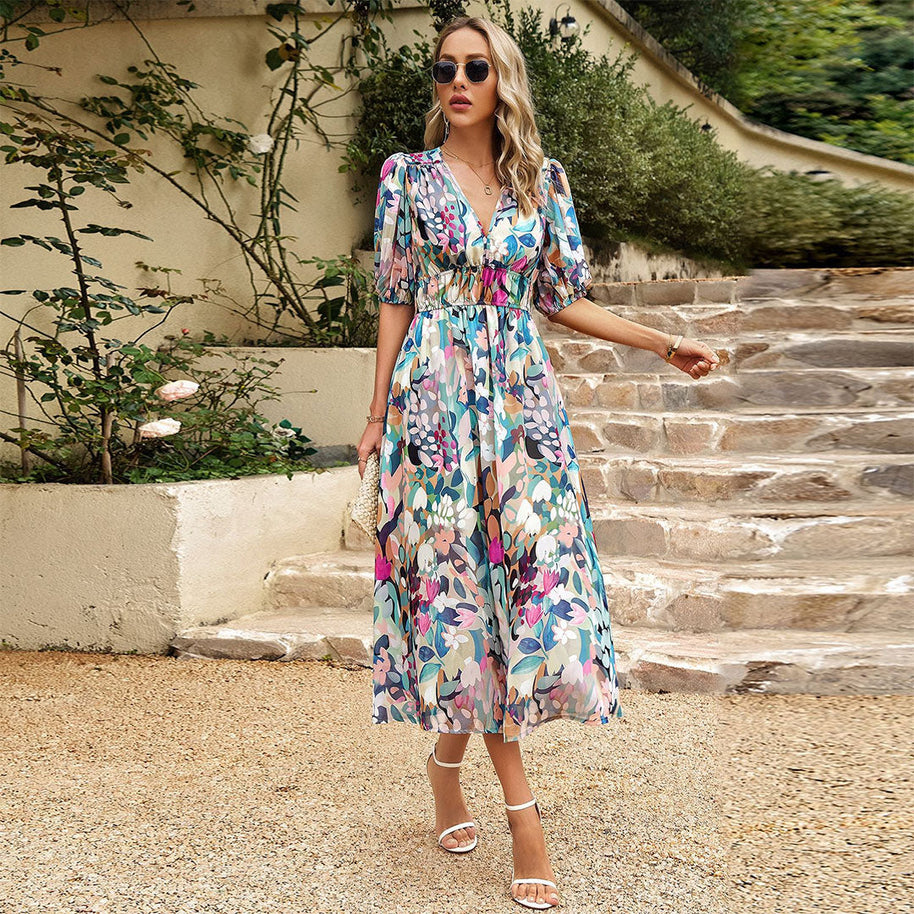 WW - Elegantes Midikleid mit V-Ausschnitt