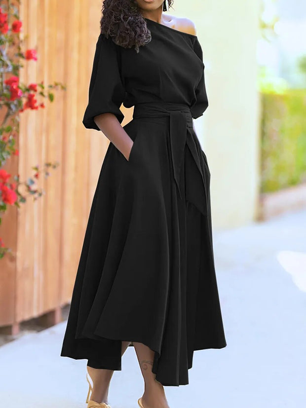 WW - Kleid mit Schnürung und Laternenärmeln