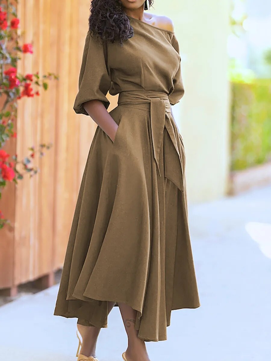 WW - Kleid mit Schnürung und Laternenärmeln