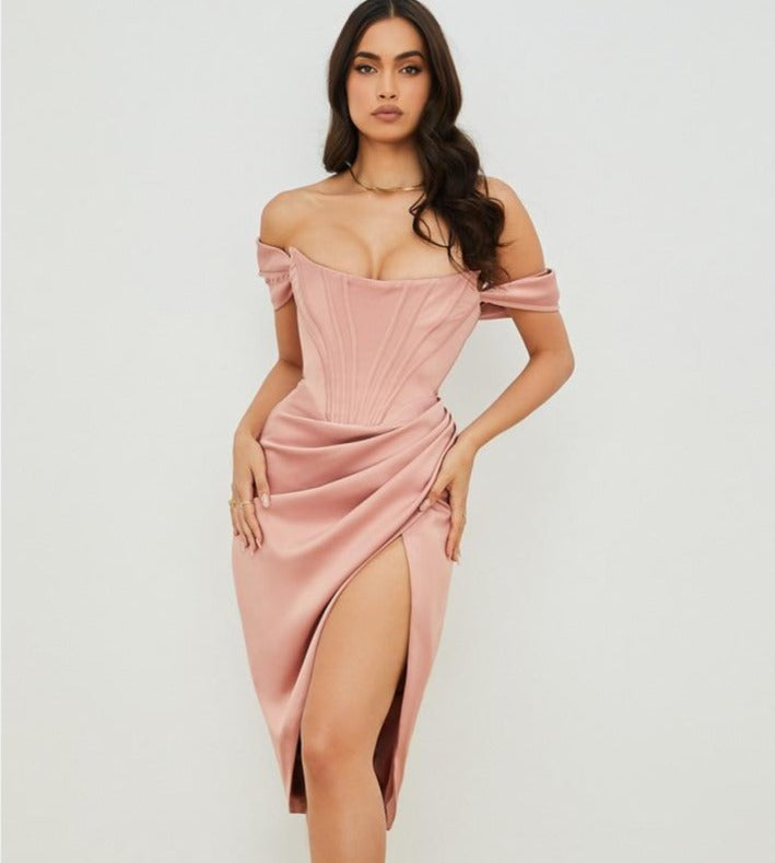 WW - Knielanges, figurbetontes Abendkleid mit Trägern