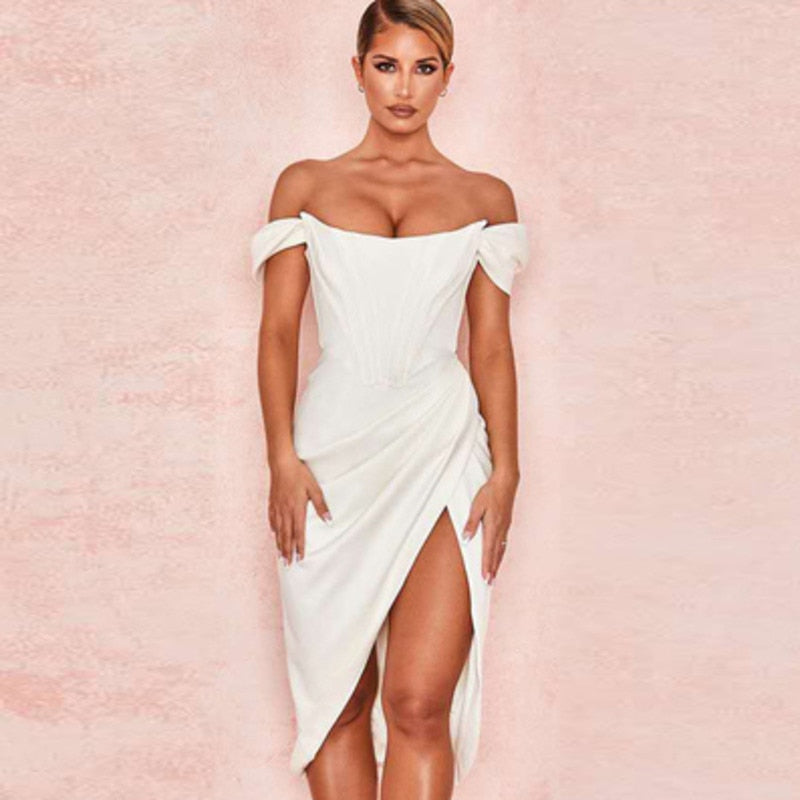 WW - Knielanges, figurbetontes Abendkleid mit Trägern