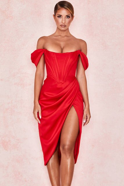 WW - Knielanges, figurbetontes Abendkleid mit Trägern