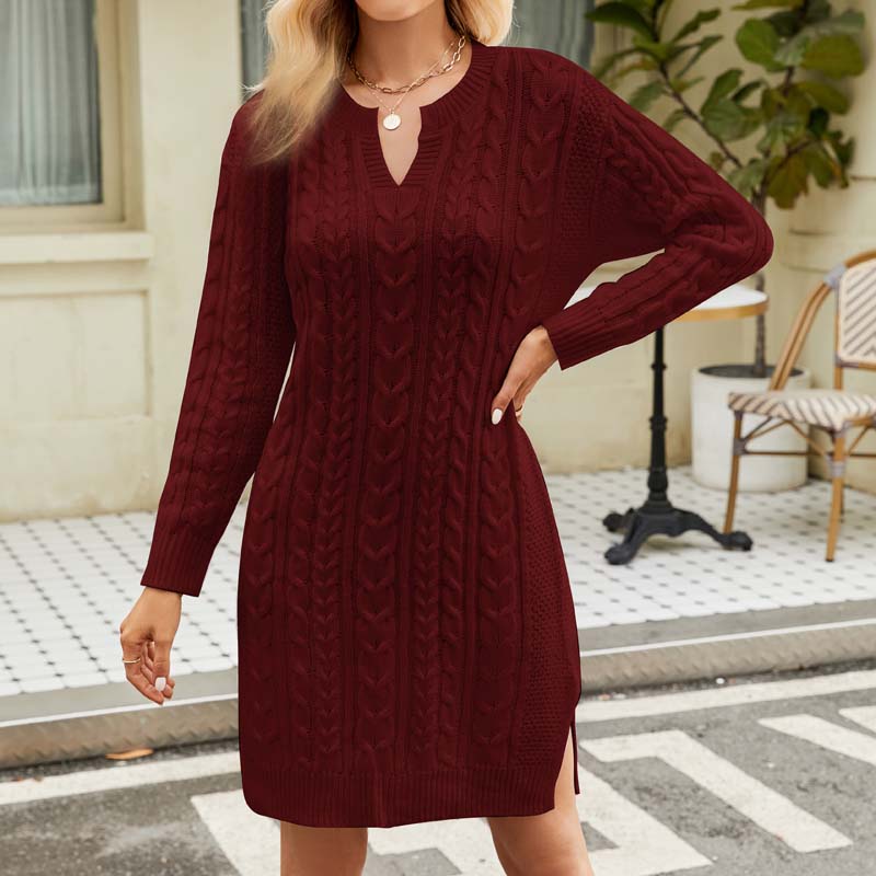 WW Kleid | Lässiges Strickkleid mit Zopfmuster