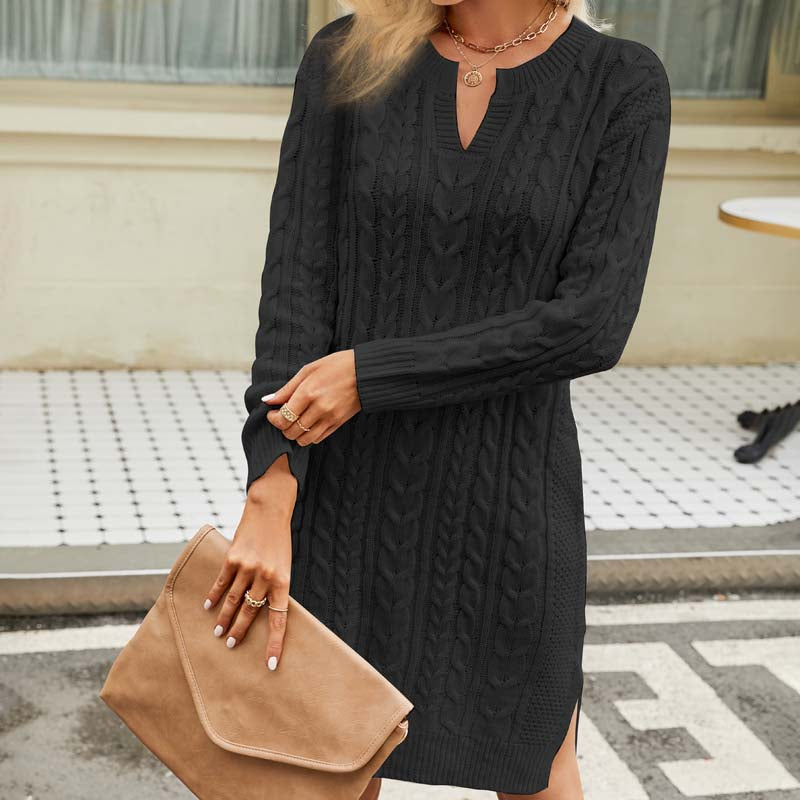 WW Kleid | Lässiges Strickkleid mit Zopfmuster