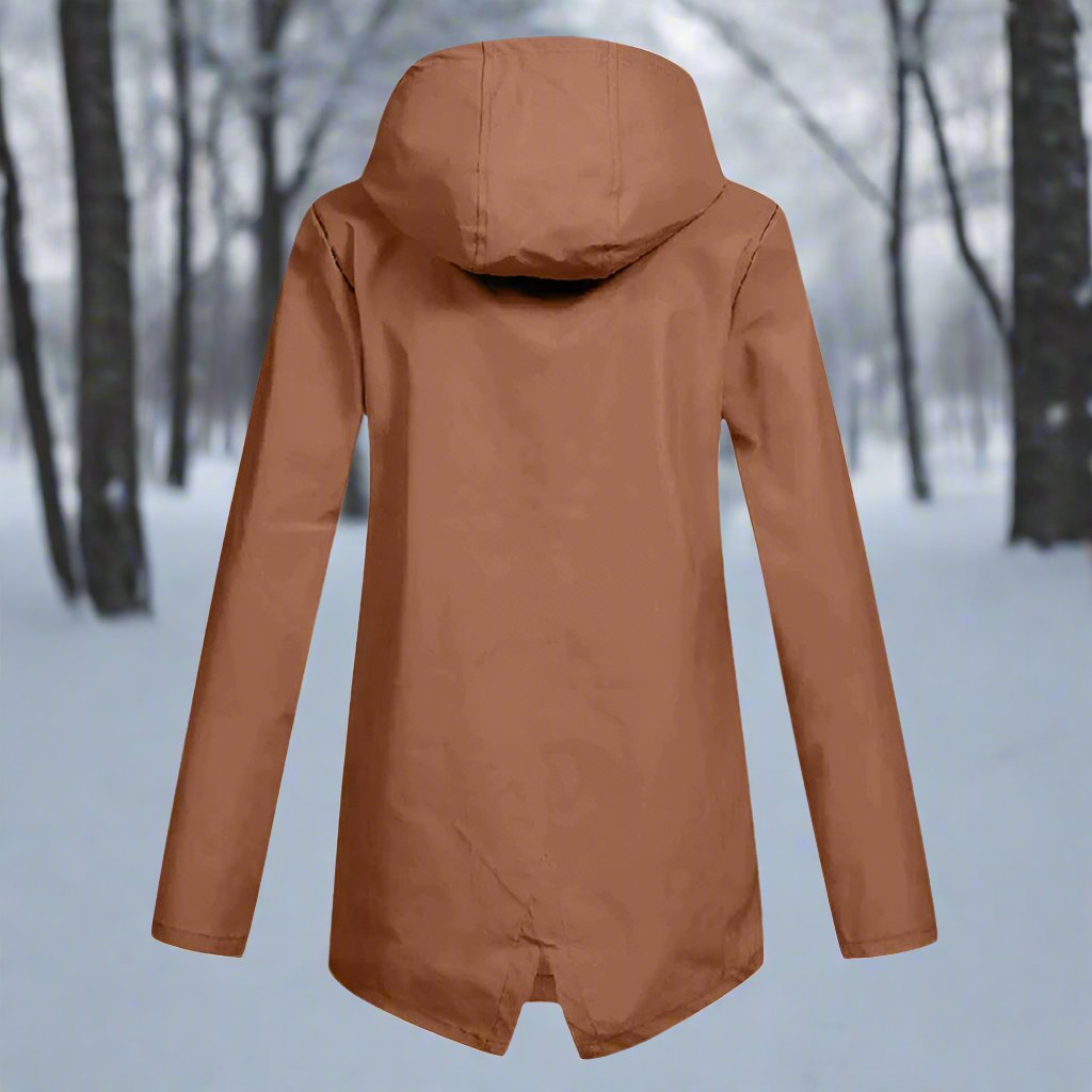 WW | Hooded Raincoat - Thigh-Length Zip Front Raincoat
