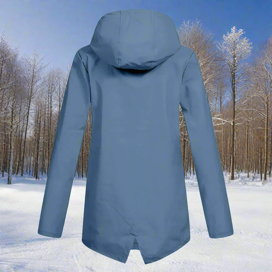 WW | Hooded Raincoat - Thigh-Length Zip Front Raincoat