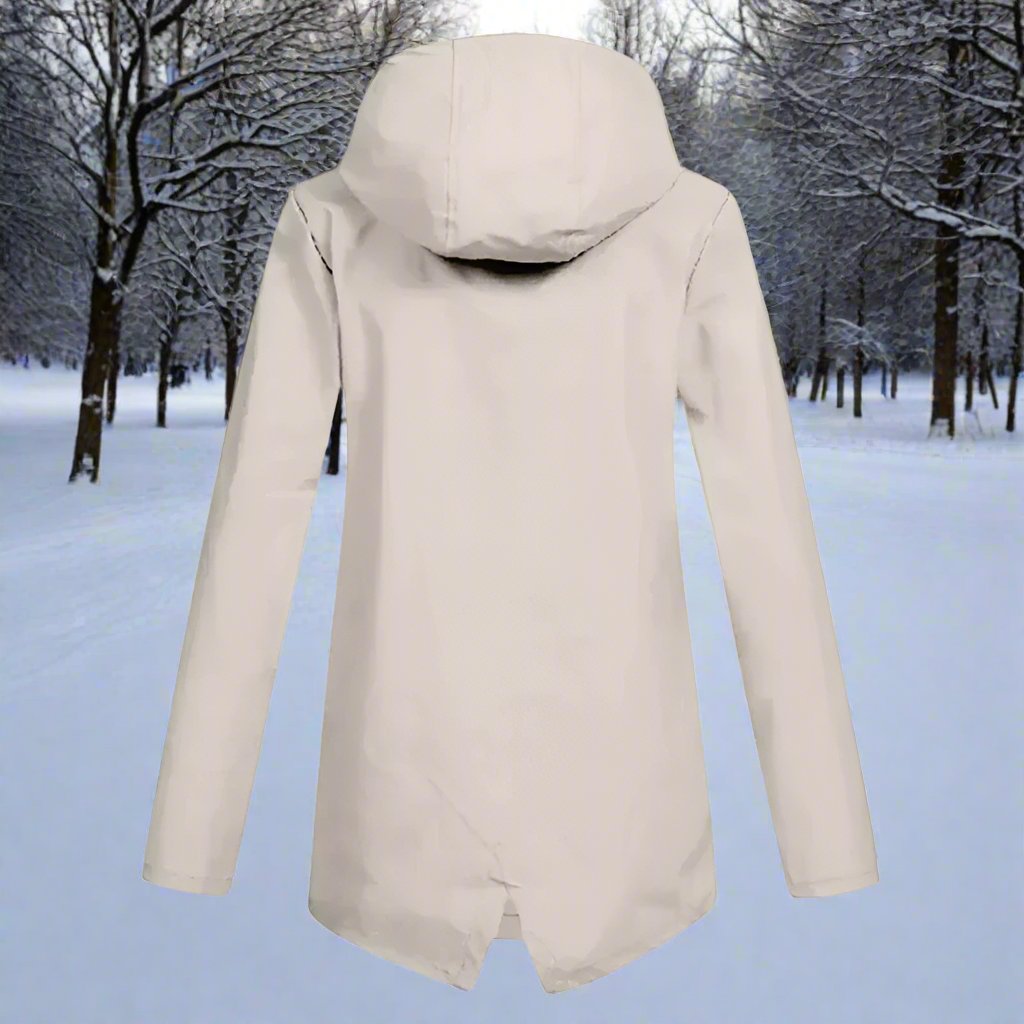 WW | Hooded Raincoat - Thigh-Length Zip Front Raincoat