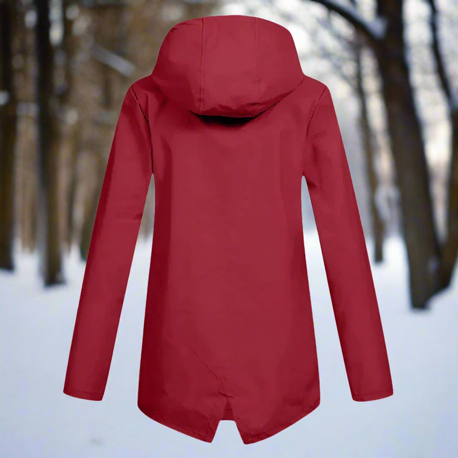 WW | Hooded Raincoat - Thigh-Length Zip Front Raincoat