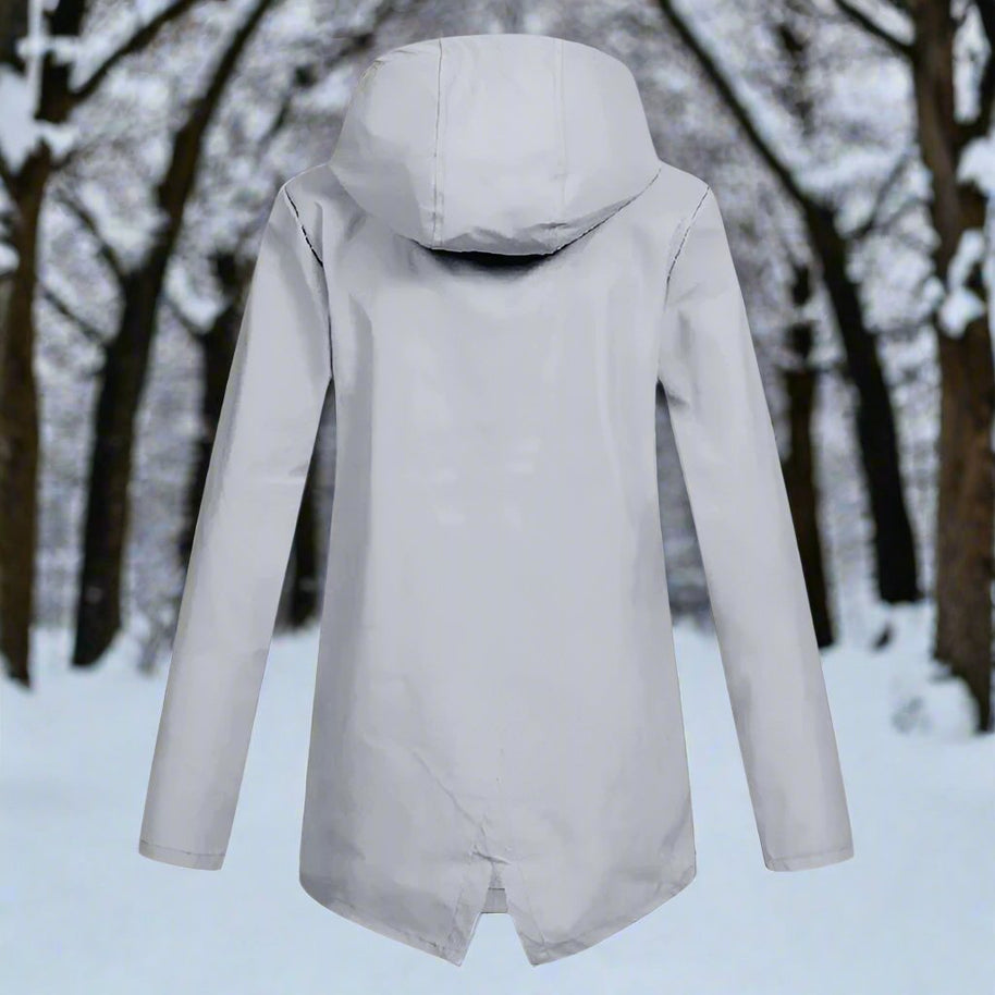 WW | Hooded Raincoat - Thigh-Length Zip Front Raincoat