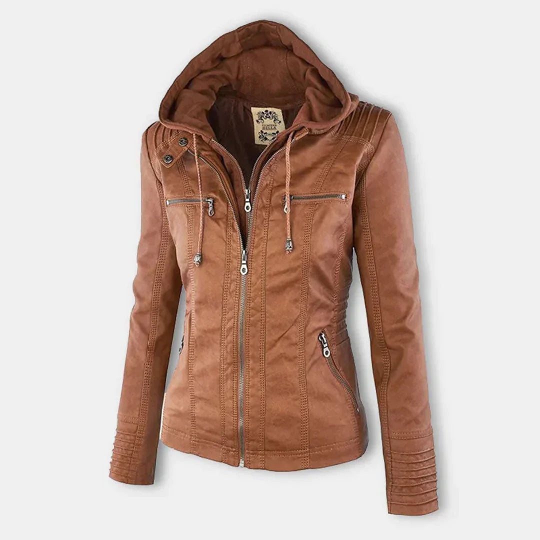 WW | Elegantes Motorradjacke Mit Kapuze Aus Hochwertigem Leder