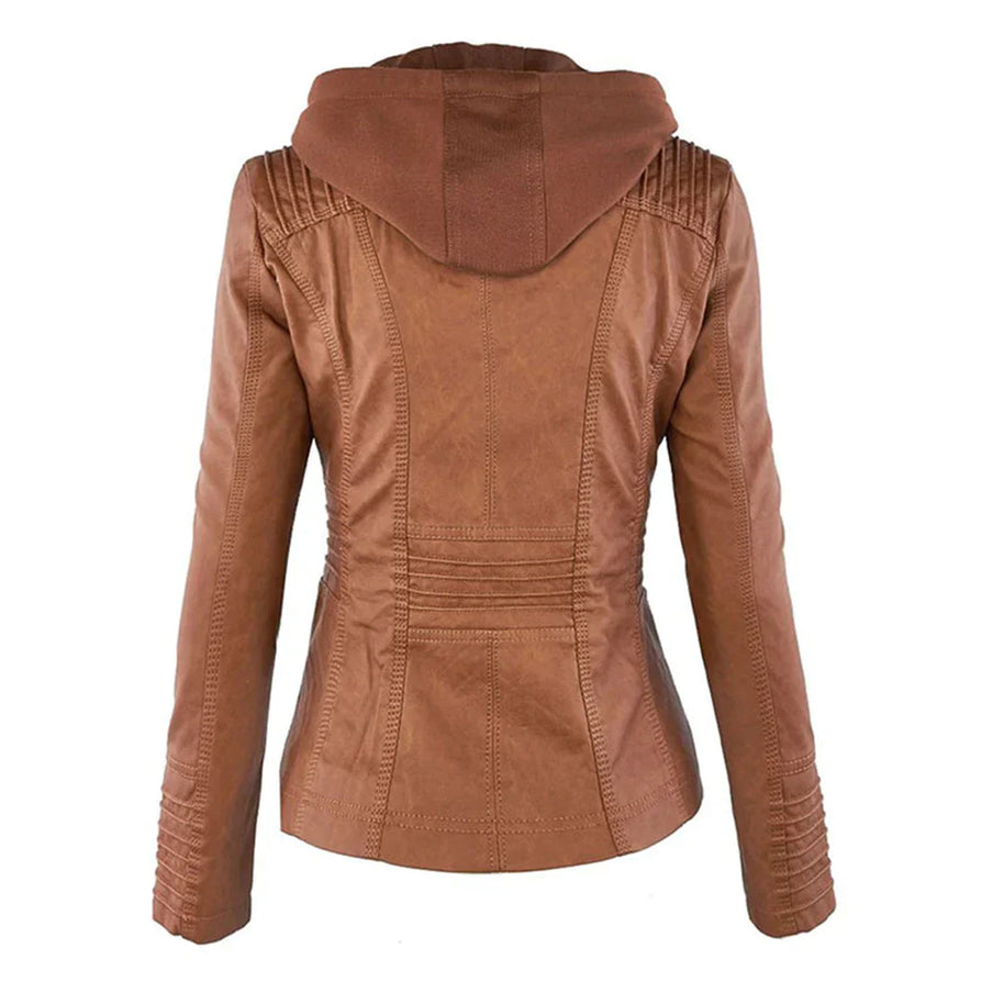 WW | Elegantes Motorradjacke Mit Kapuze Aus Hochwertigem Leder