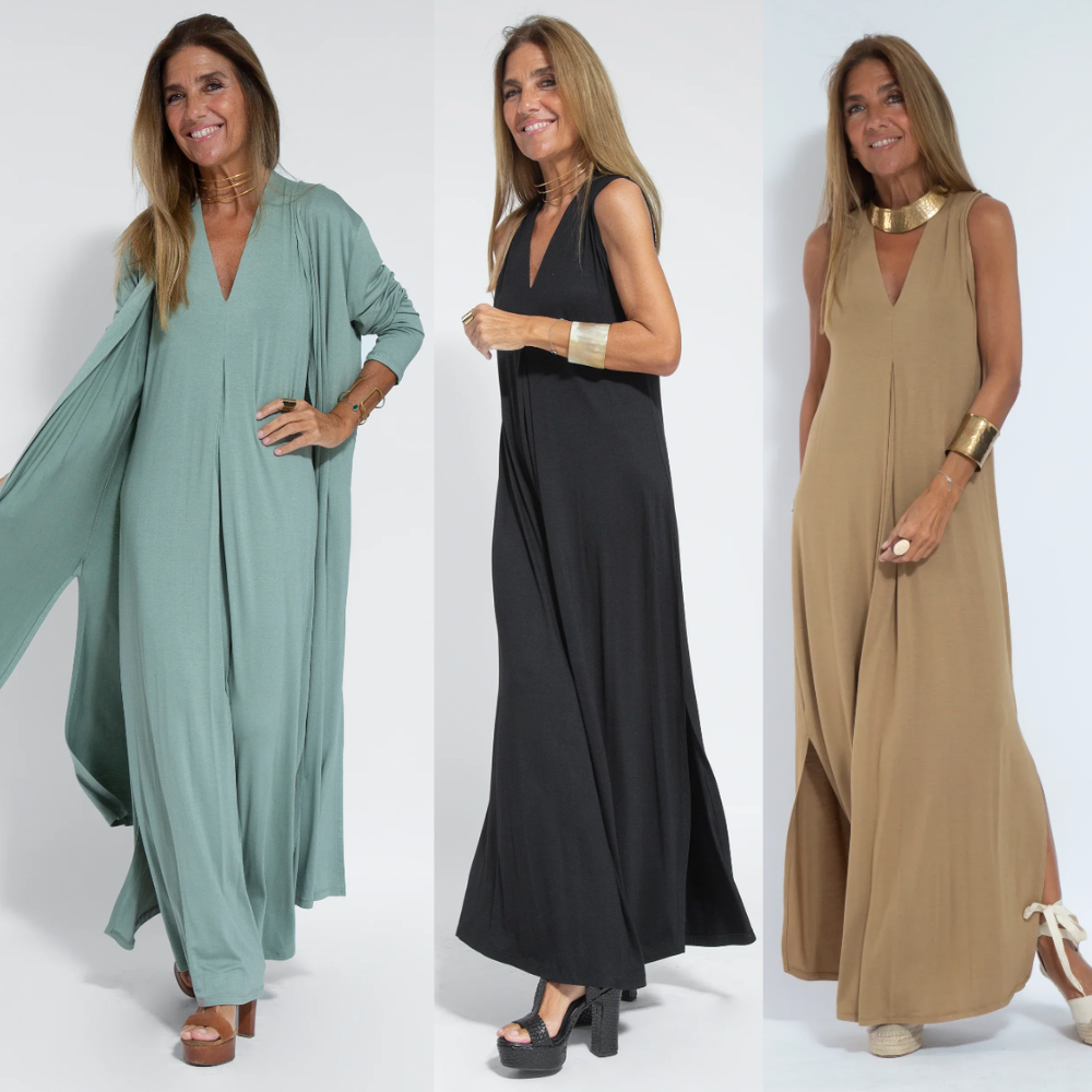 WW | Set mit Langem, Schlank Machendem Kleid und Weste