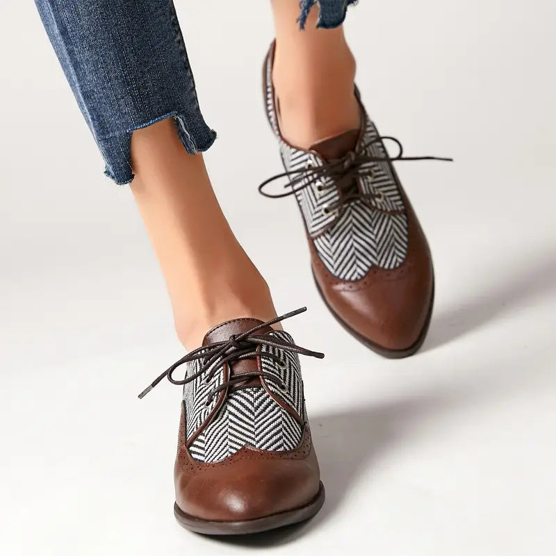 WW | Gestreifte Schnürschuhe Aus Leder Für Damen