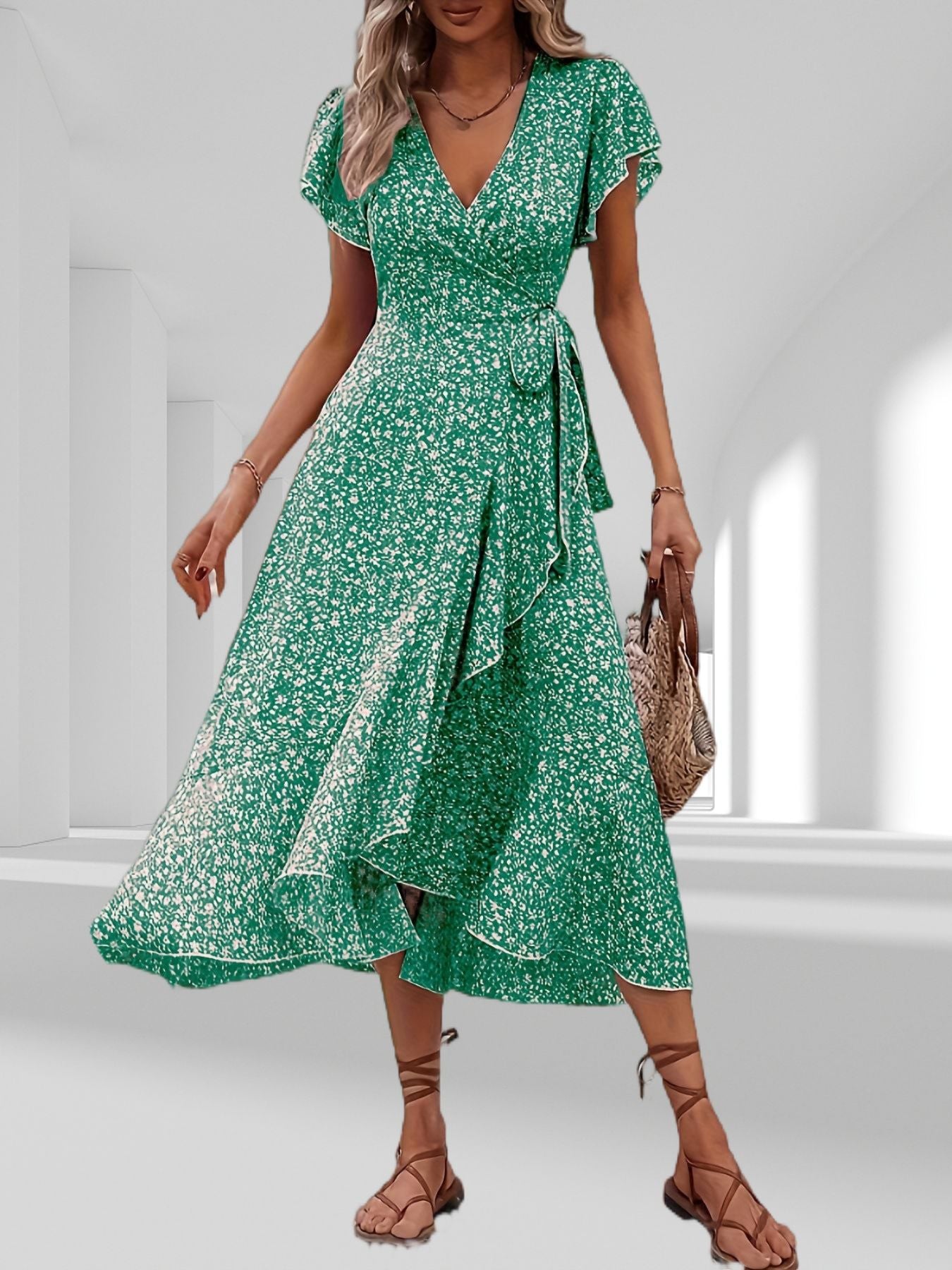 WW | Adored By You Floral Midi Kleid mit Gänseblümchen