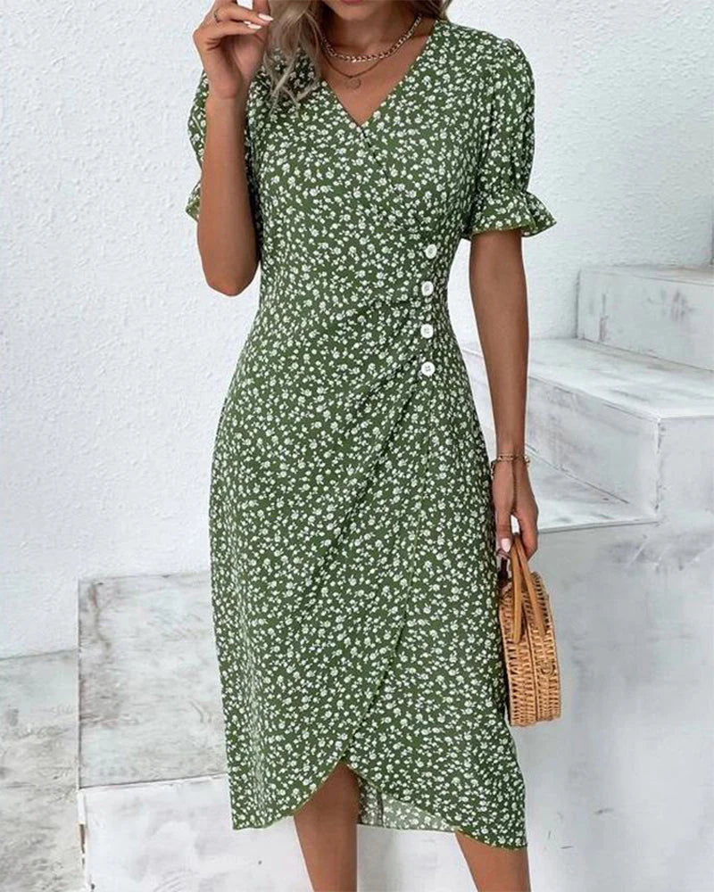 WW - Florales Kleid mit V-Ausschnitt