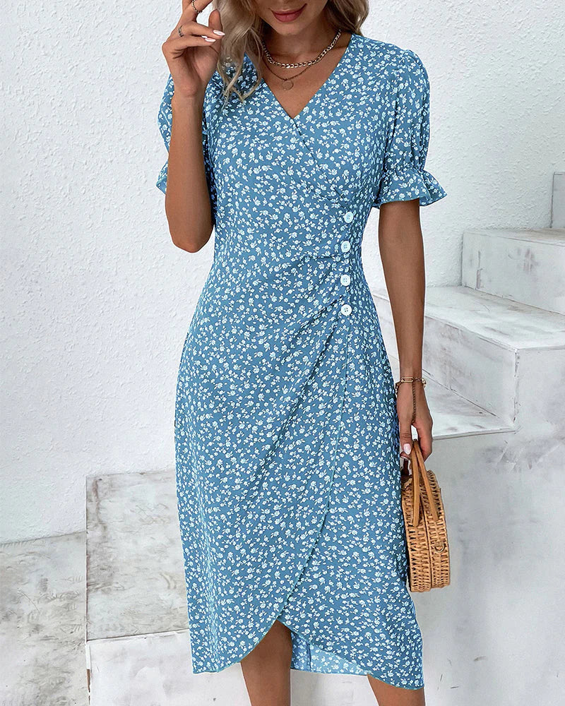 WW - Florales Kleid mit V-Ausschnitt
