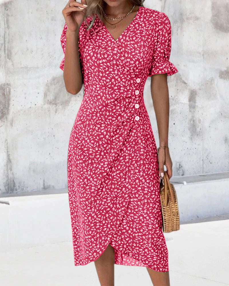 WW - Florales Kleid mit V-Ausschnitt
