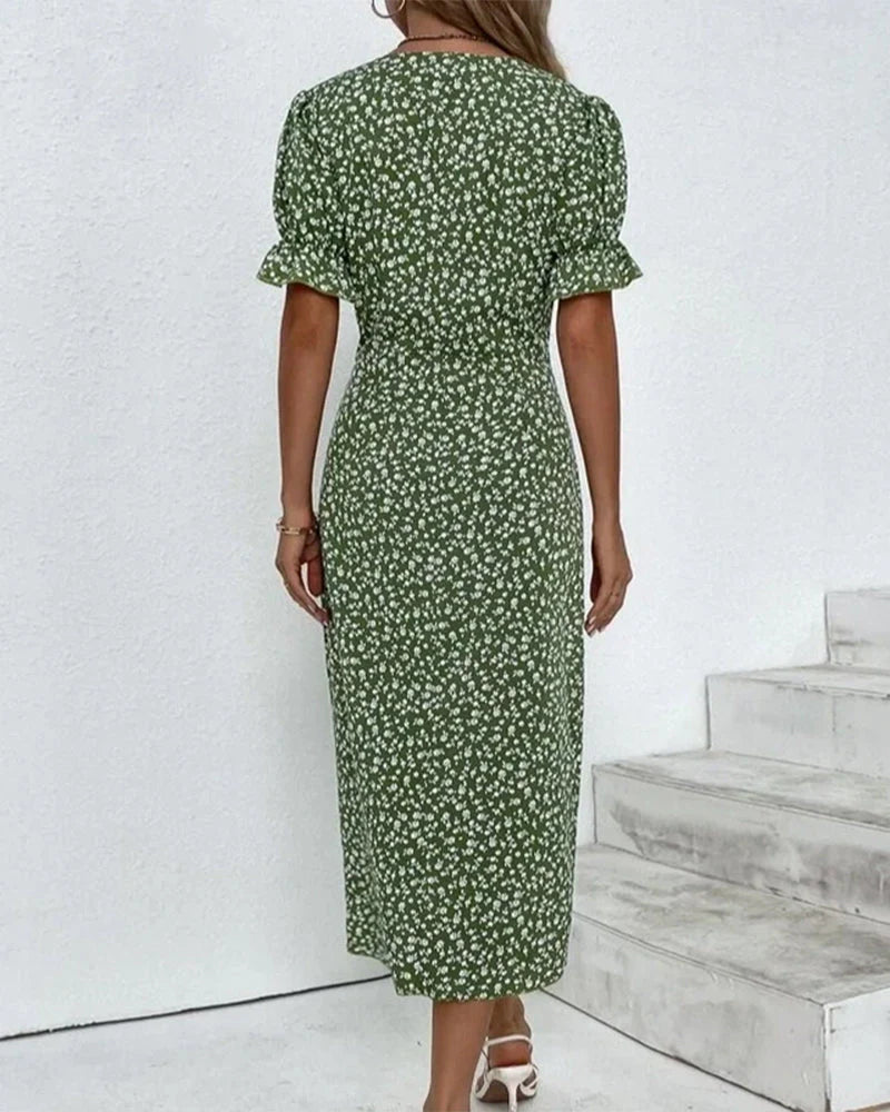 WW - Florales Kleid mit V-Ausschnitt