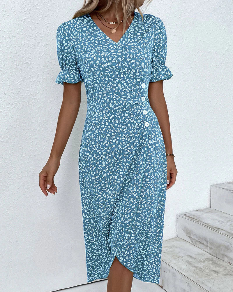 WW - Florales Kleid mit V-Ausschnitt