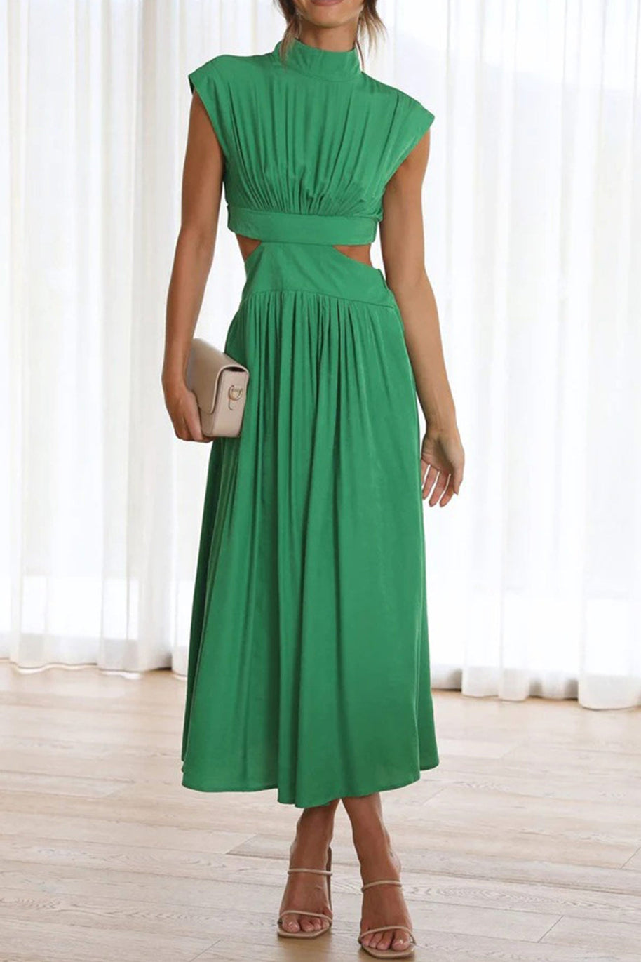 WW | Mock Neck Cutout Midi Kleid
