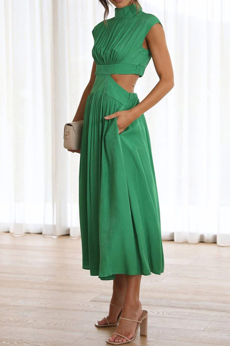 WW | Mock Neck Cutout Midi Kleid
