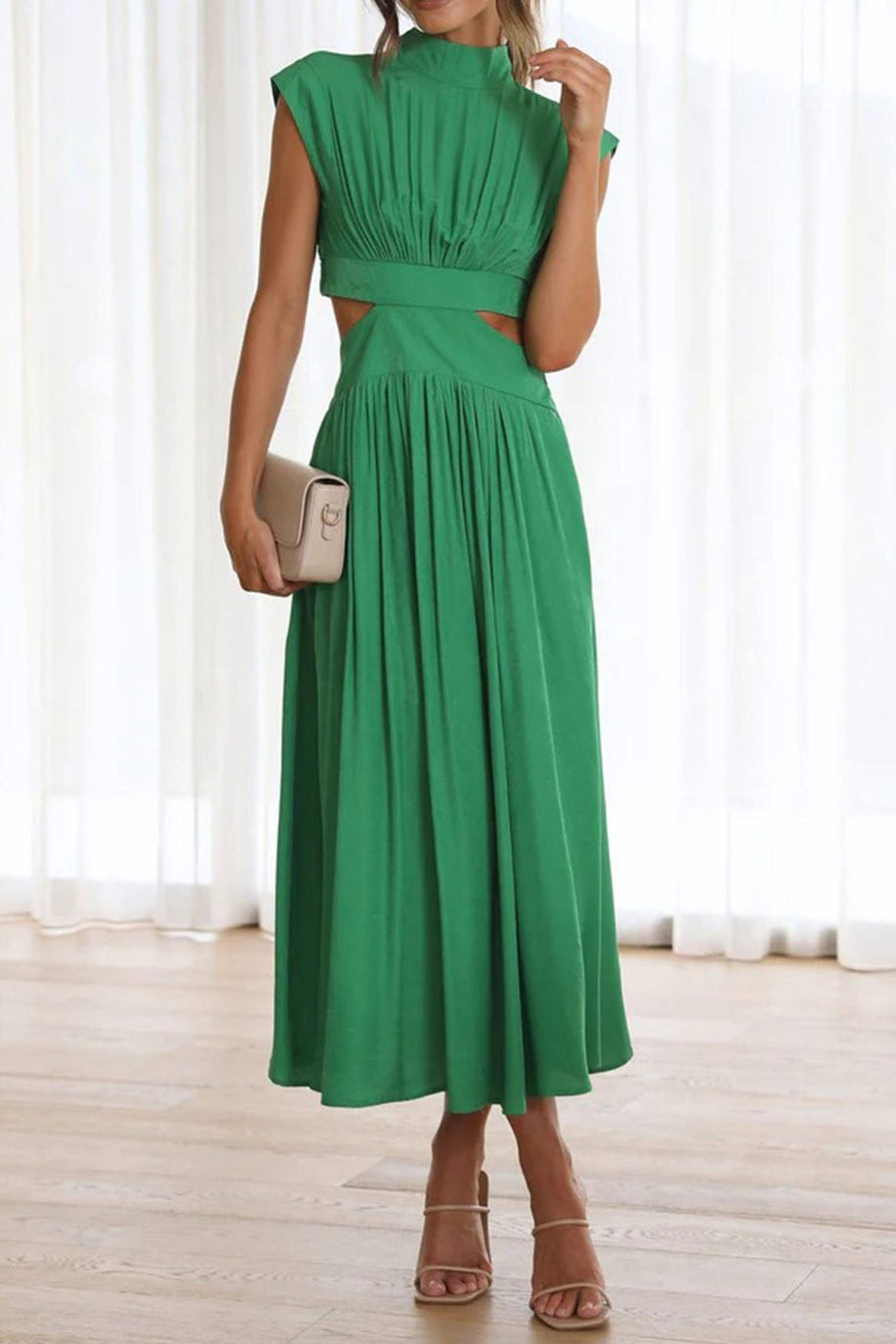 WW | Mock Neck Cutout Midi Kleid