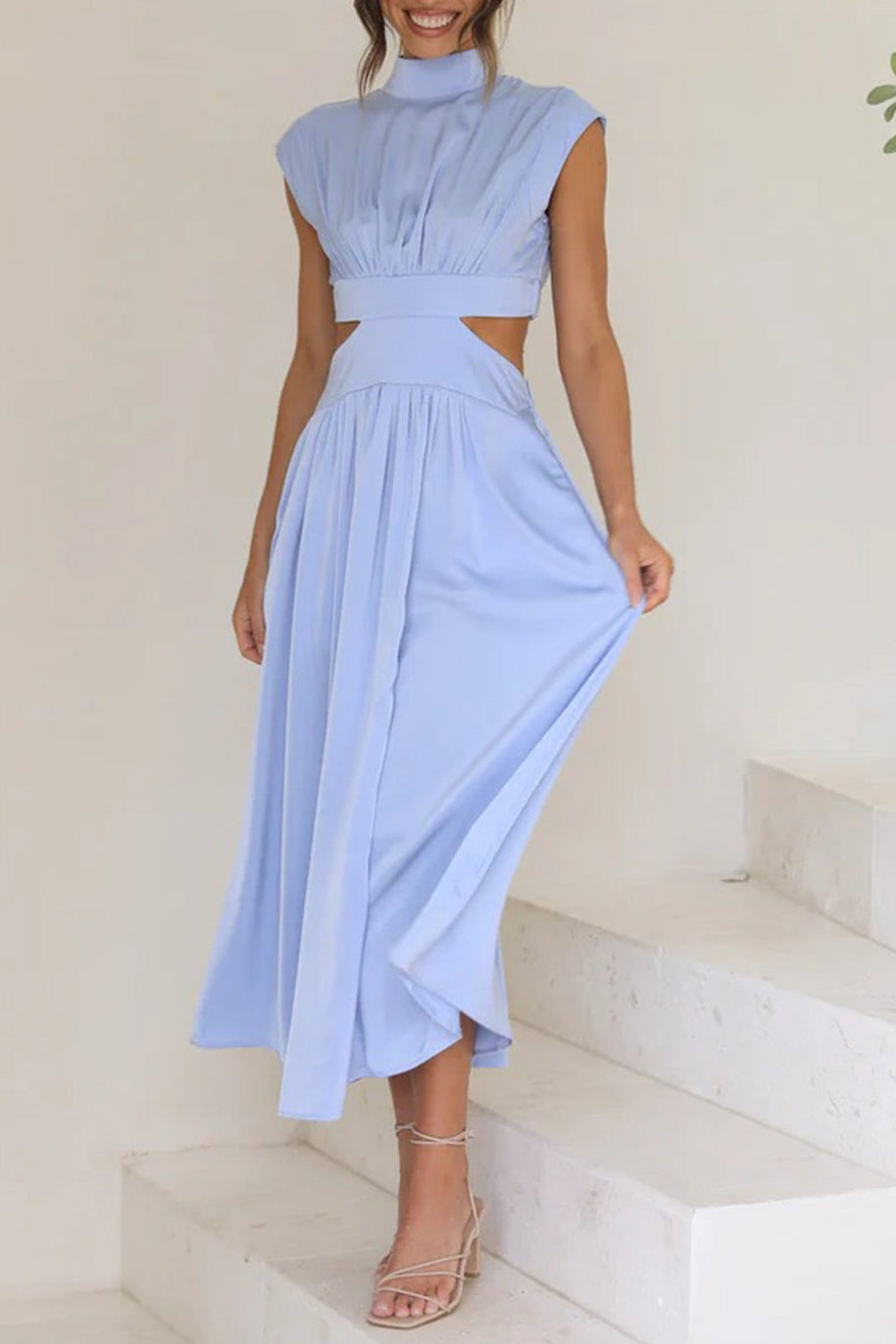WW | Mock Neck Cutout Midi Kleid