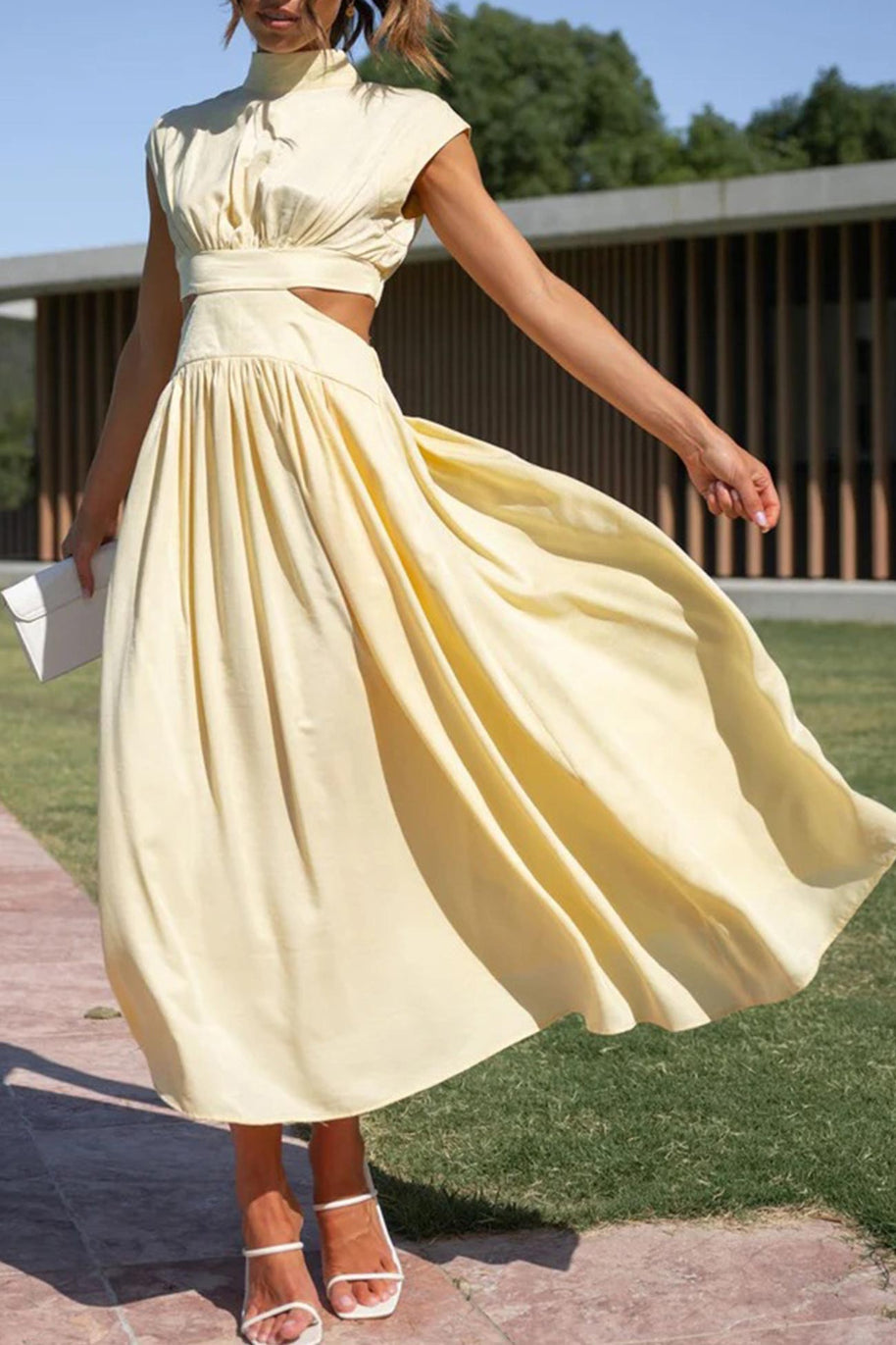 WW | Mock Neck Cutout Midi Kleid