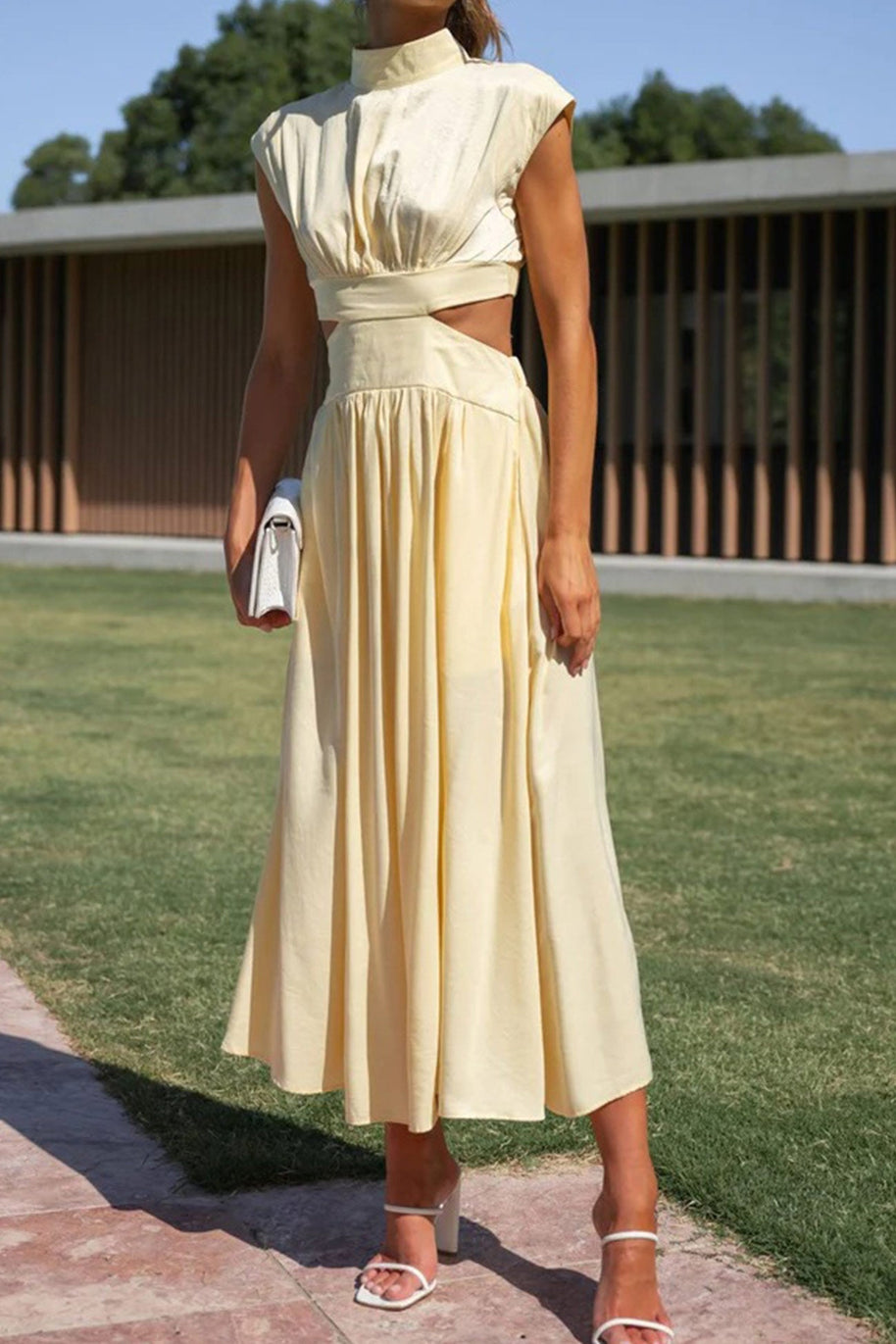WW | Mock Neck Cutout Midi Kleid