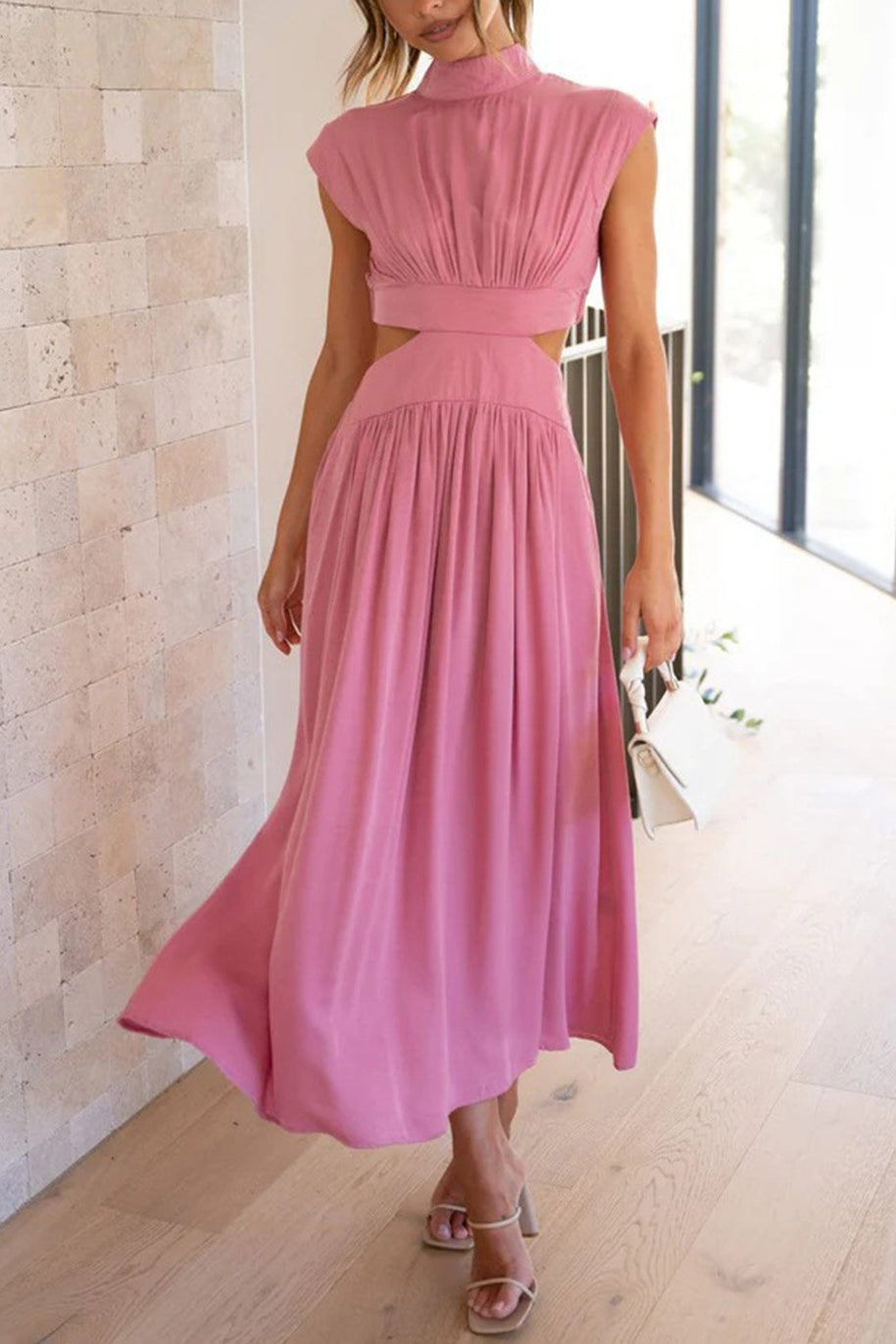 WW | Mock Neck Cutout Midi Kleid