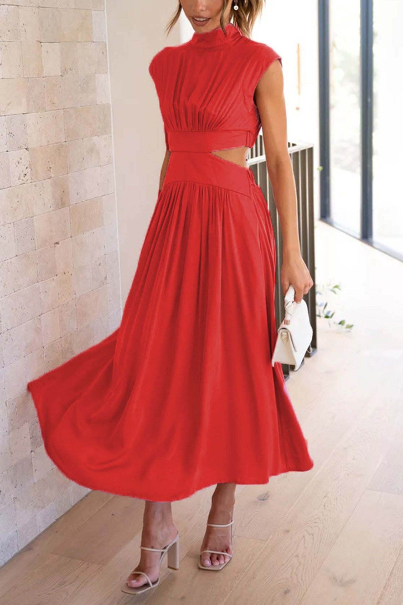 WW | Mock Neck Cutout Midi Kleid