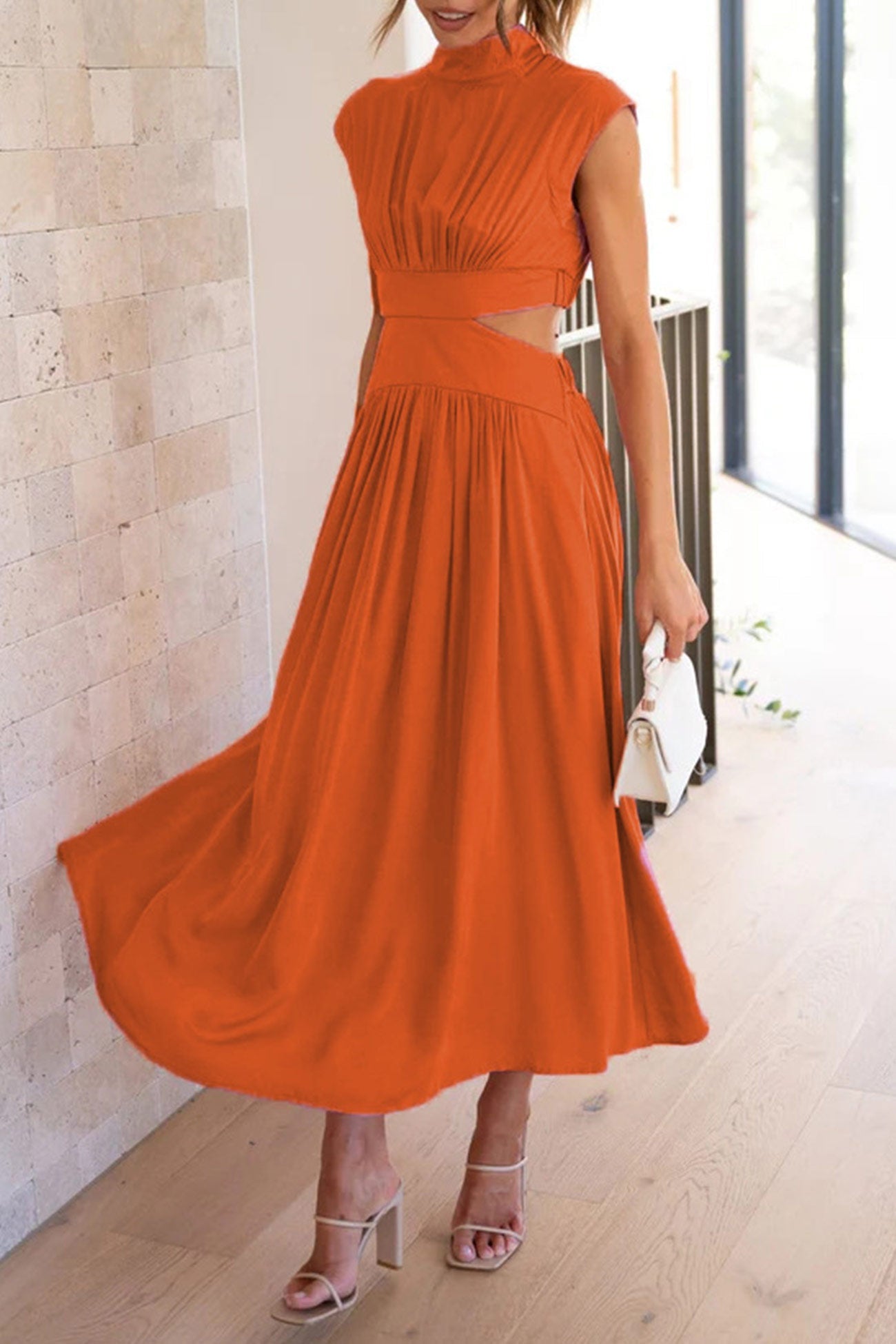WW | Mock Neck Cutout Midi Kleid