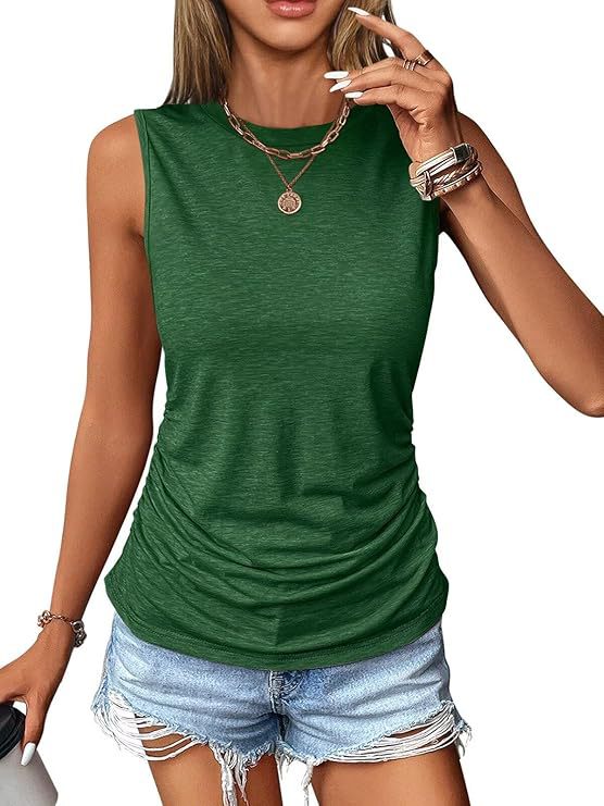 Damen ärmelloses Shirt mit modischem Raffungseffekt und hochwertigem Stoff WW