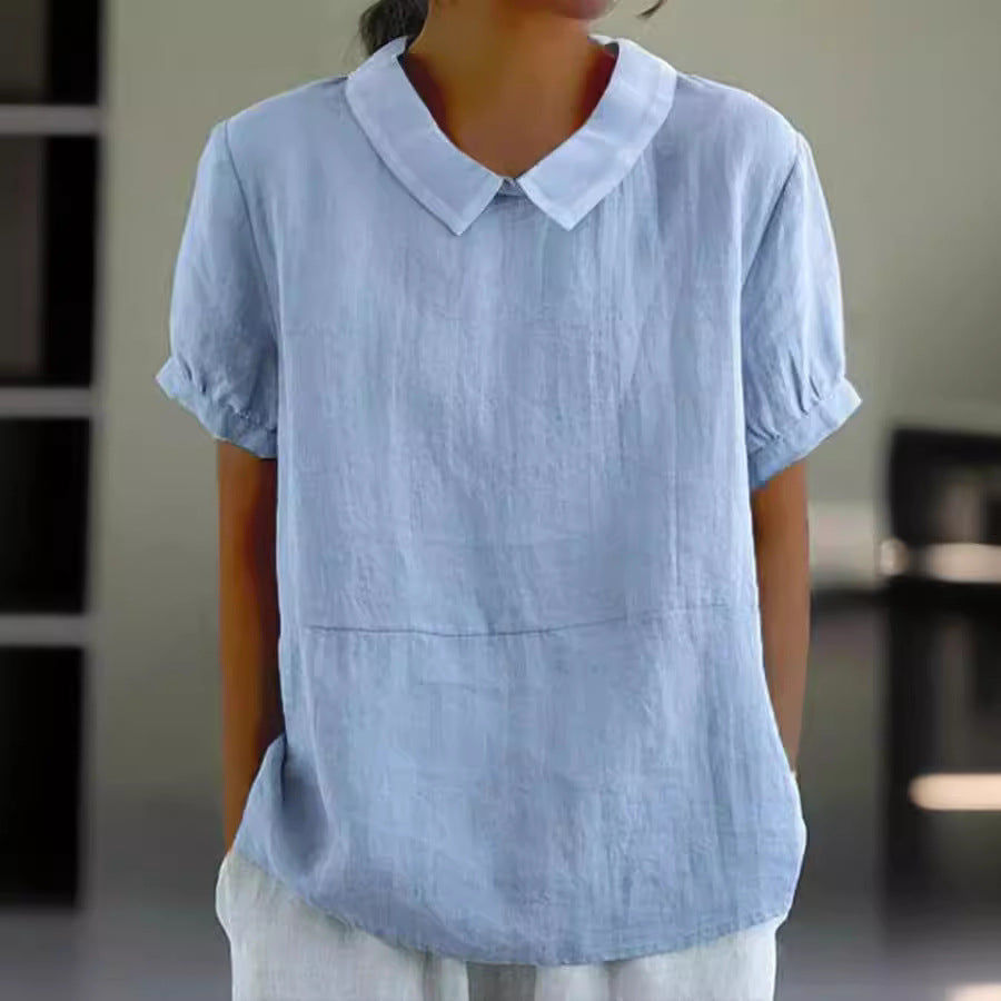 Damen Bio-Leinen Bluse mit Kragen WW