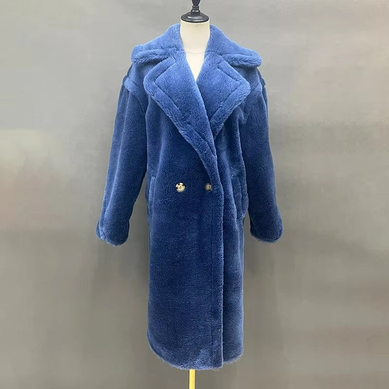 Damen Fleece-Mantel mit doppelter Knopfleiste und trendigem Schnitt WW
