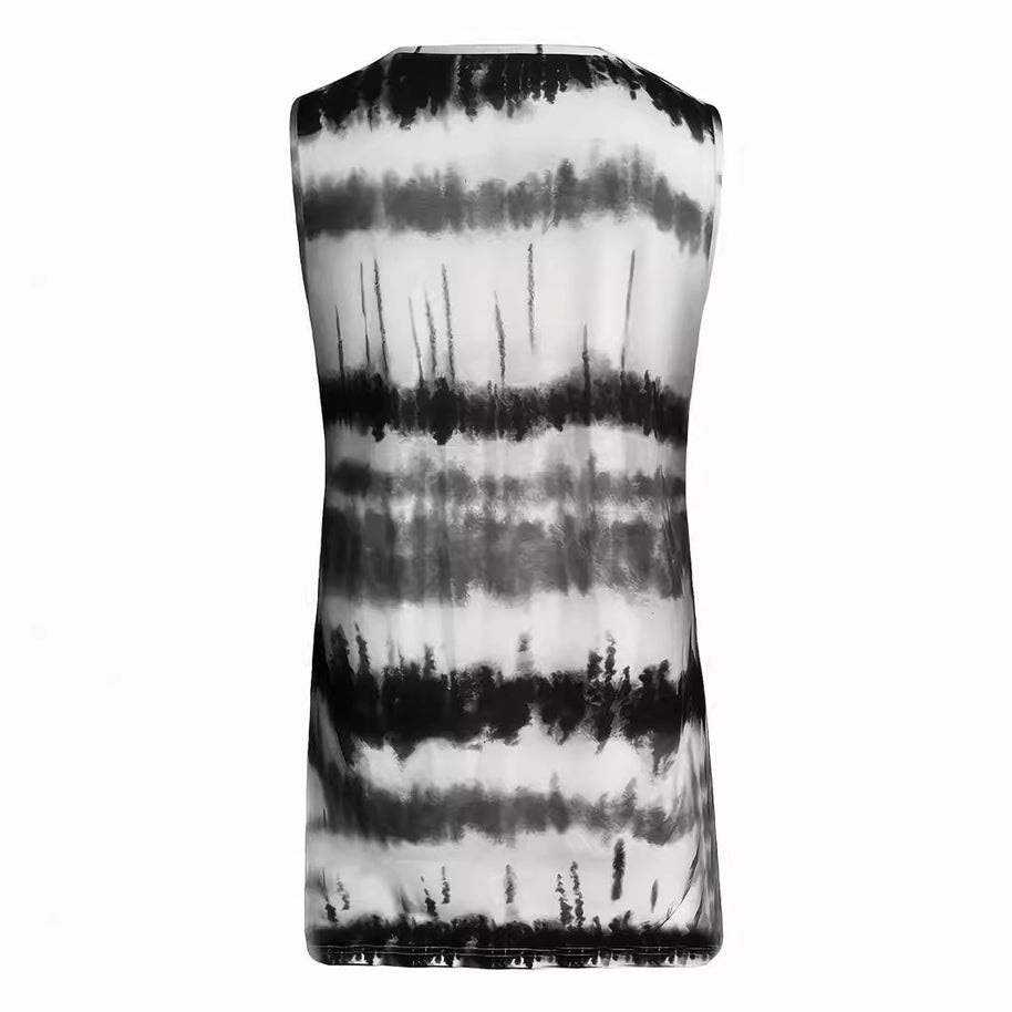 Damen ärmelloses Oberteil mit trendigem Batikdesign und verstellbaren Trägern WW
