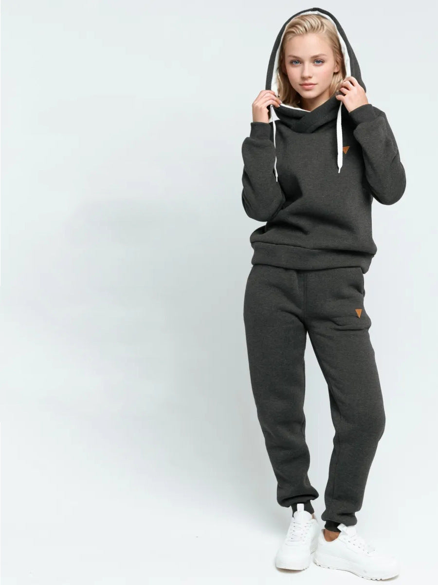 Damen Sportliches Hoodie-Set mit hohem Kragen WW