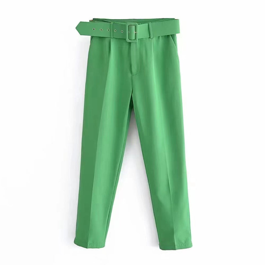 Damen weite Hochbundhose mit schickem Gürtel WW