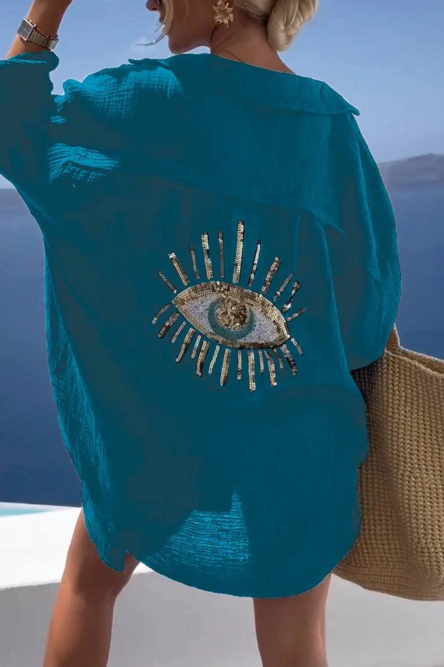 WW | Reverskragen Baumwoll-Leinen-Shirt für Frühling/Sommer
